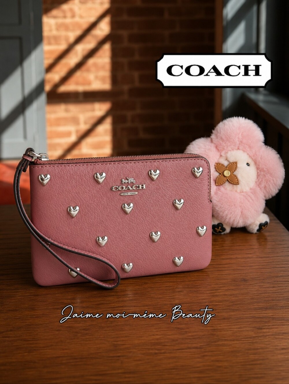Coach Pink Wristlet with Silver Heart Studs Valentine'S 2026 NEW Factory Wrapped - Picture 9 of 11